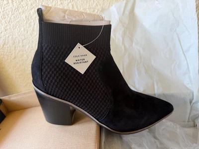 Cole Haan Maggie Bootie BLACK Suede & StretchKnit Upper size 8.5 B NEW NIB - Image 1 of 4