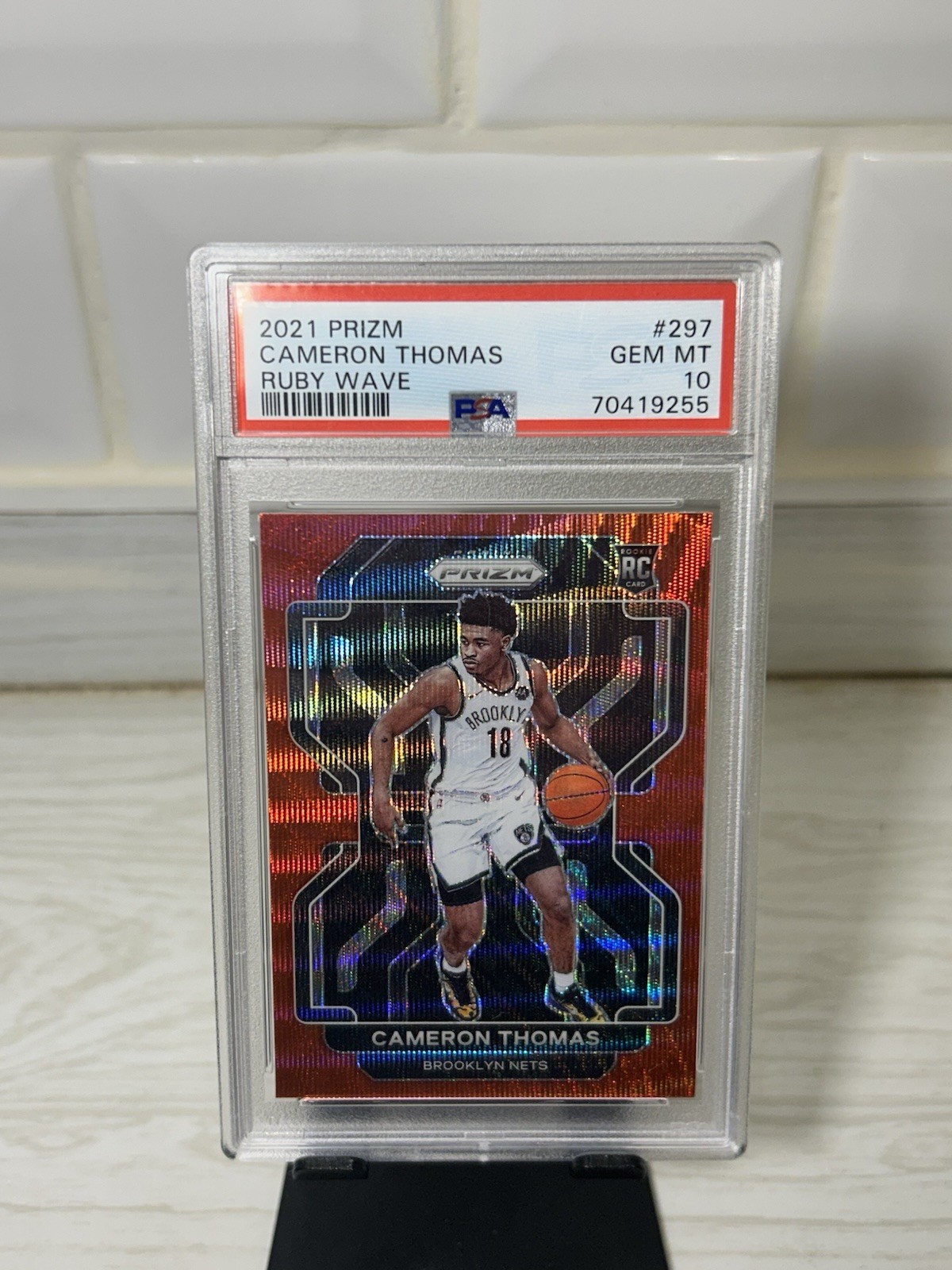Cameron Thomas #297 Red Ruby Wave Prizm Rookie RC 2021 PSA 10 GEM MINT