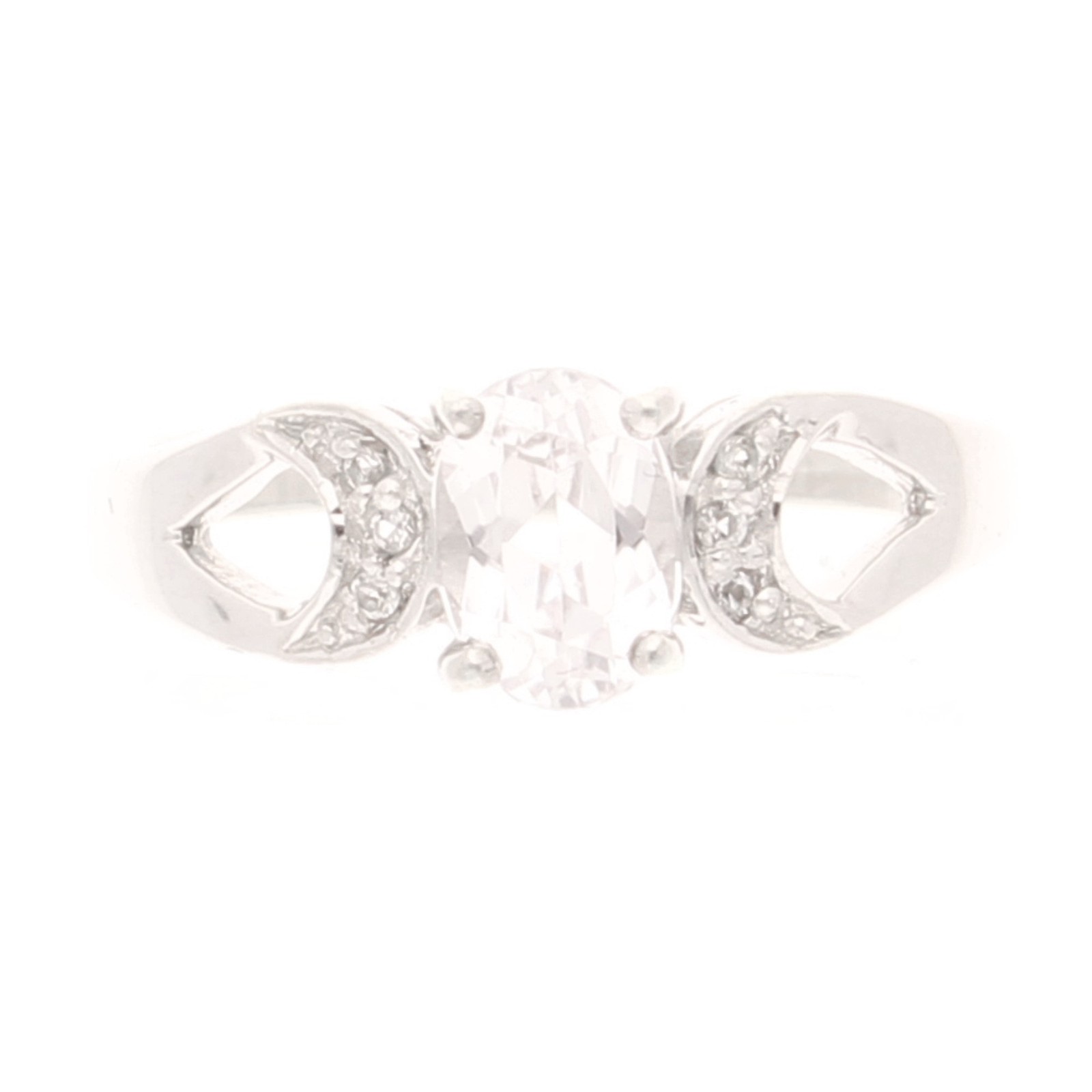 9Ct White Gold Morganite Solitaire w/ Diamond Accents Ring (Size N) 5x7mm Head