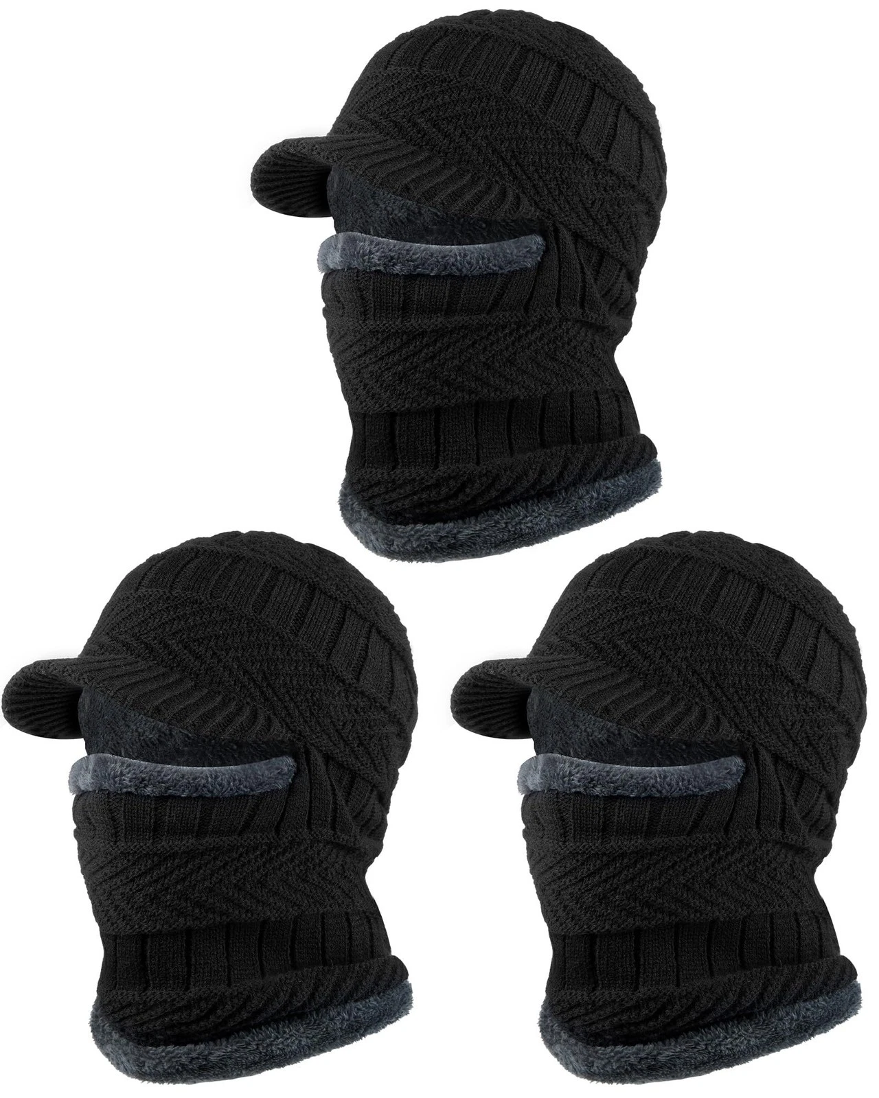 3 Pieces 2/3 Pcs Winter Knitted Balaclava Hat Warm Cycling Ski Mask Face Cove...