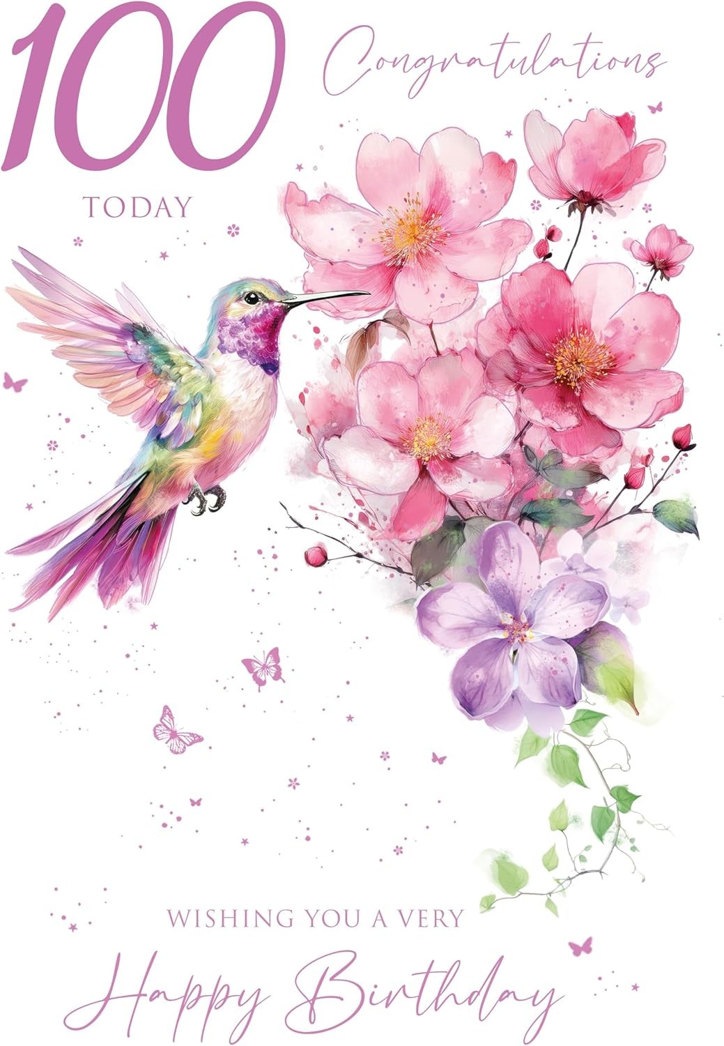 100th Birthday Card Female - Foil Finish - Cherry Orchard 5.7"" x 8.3""