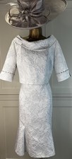 Lizabella UK 14 Grey Silver Dress/ Top Wedding Mother Guest Races Party Outfit