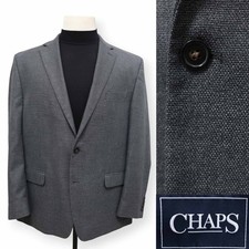 CHAPS mens solid gray two button sport coat suit jacket blazer 46 R