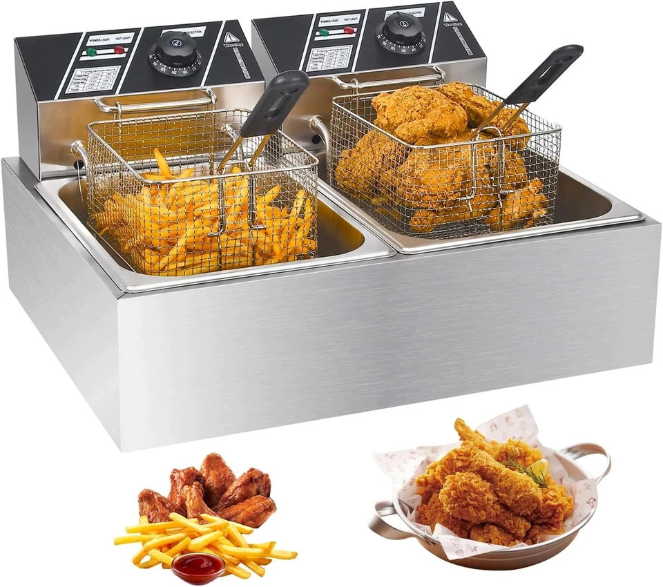 Öl-Friteuse Friteuse 12L Edelstahl 5000W Profi Küche Kaltzonen Fritteuse Fritöse - Bild 2 von 4