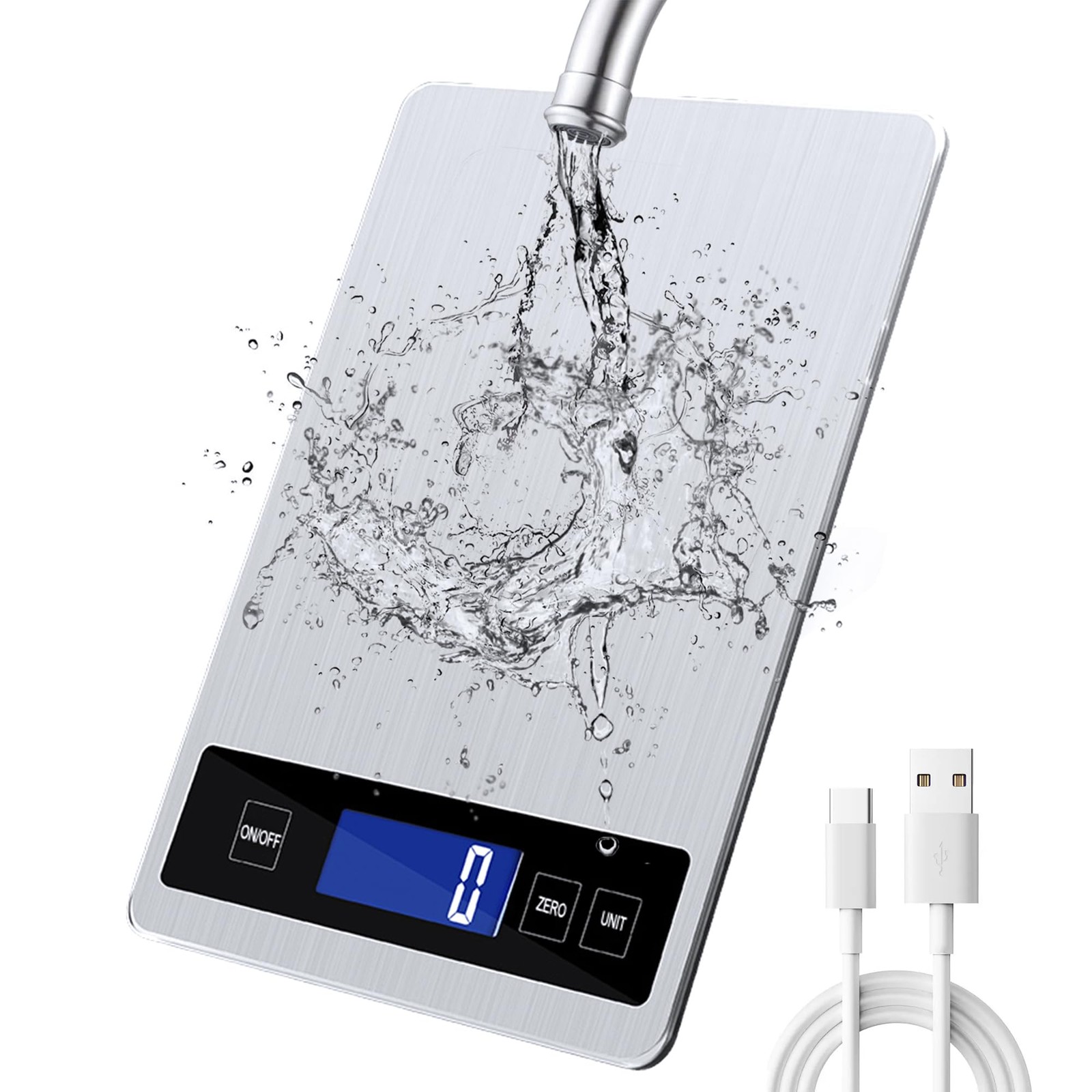 Bilancia da cucina 33lb/15kg Bilancia da cucina digitale con display LCD acciaio