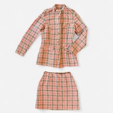 1960s Pink plaid mini skirt, pants, and blazer set