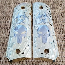 1911 GRIPS Full Size Commander for Colt Rock Island & Clones Skull gold Plated