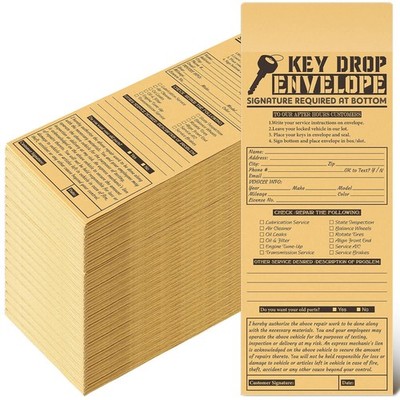 Geyee 500 Pcs Drop Key Envelopes Auto Shop Repair Service Drop Box Self Adhesive