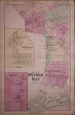 1873 Plat Map ~ Oyster Bay, Jerico, Queens County, Long Island, New York