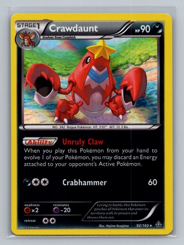 Crawdaunt 92/160 Holo Rare Primal Clash Pokemon Near Mint