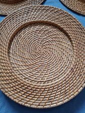 Wicker Rattan Plate Chargers Set of 4 Beautiful Condition Holds 9" Plate