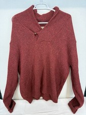 Vintage L.L. Bean Men’s Red Knit Ragg Sweater Shawl Collar Size XL Made In USA