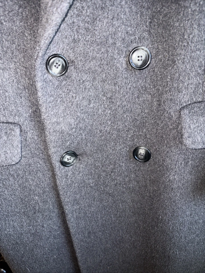 Hammersley Mens Trench Coat 40 Reg Gray Wool/Cashmere Long Pockets Winter - Image 4 of 4