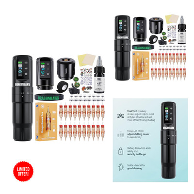 Dragonhawk Atom2 Pro Tattoo Maschine 7 Schlagoptionen 2000mAh Akku 5