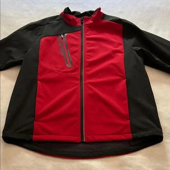 Chaqueta de rendimiento The North End para hombre negra y roja con cremallera completa, talla L Foto 3 de 4