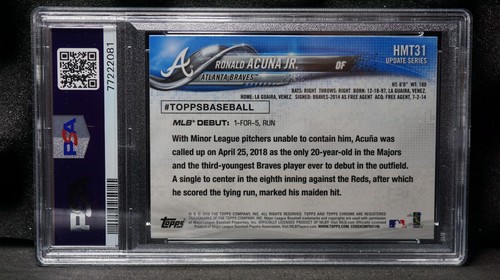 PSA Ronald Acuna JR. 2018 Topps Chrome Update Rookie RC #HMT31 PSA 9 MINT Braves - Picture 4 of 6