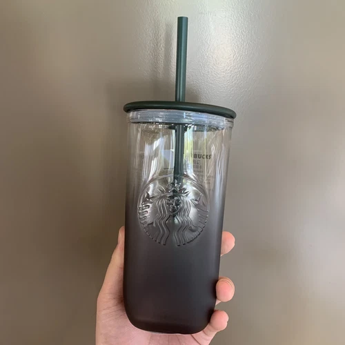 New China Starbucks 2024 Ink Series 16oz Triangle Bottom Glass Straw Cup - Picture 2 of 6