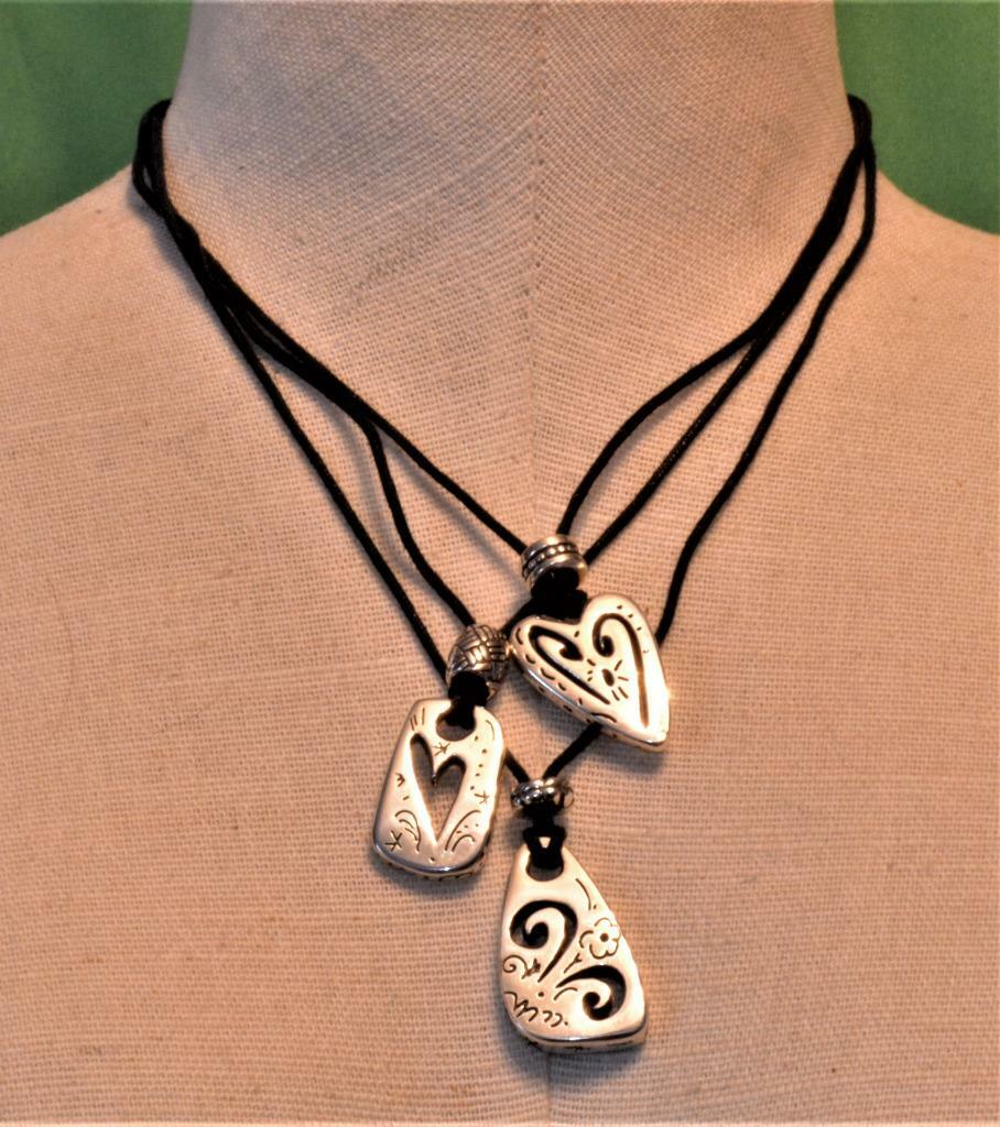 Vintage Silvertone Dangle 3 Different Shape Penda… - image 1