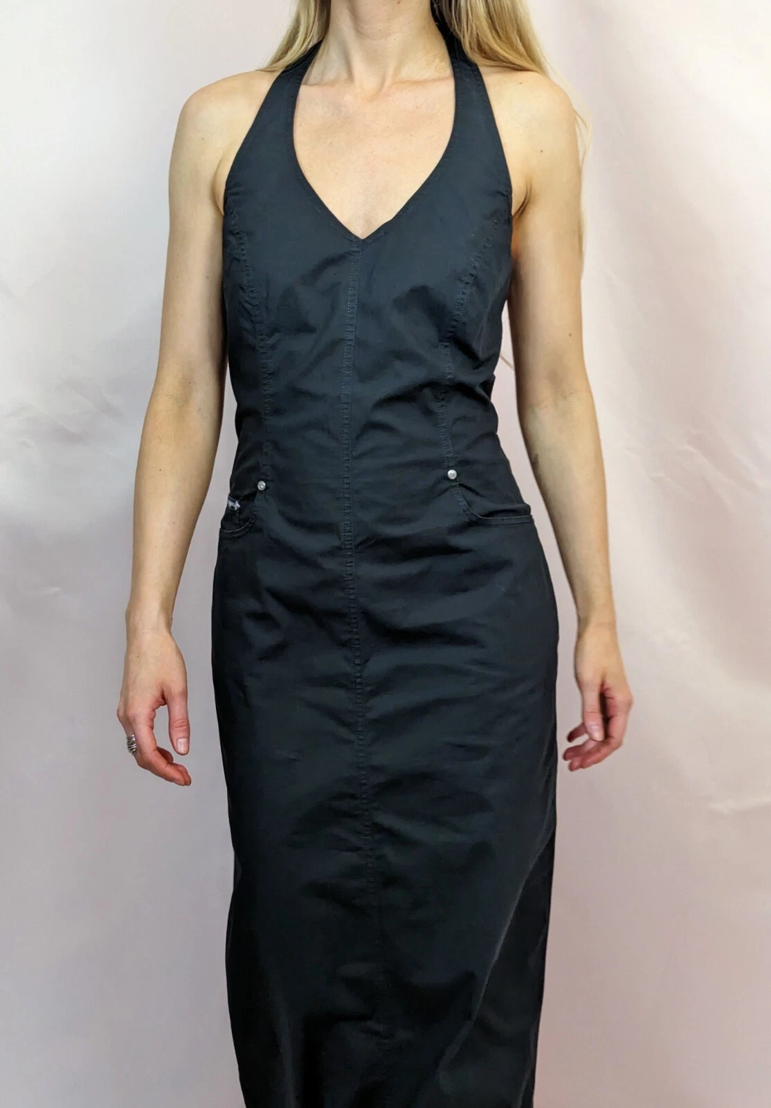 Maxi abito nero anni '90 di Kenzo Jungle casual streetwear abito senza schienale S