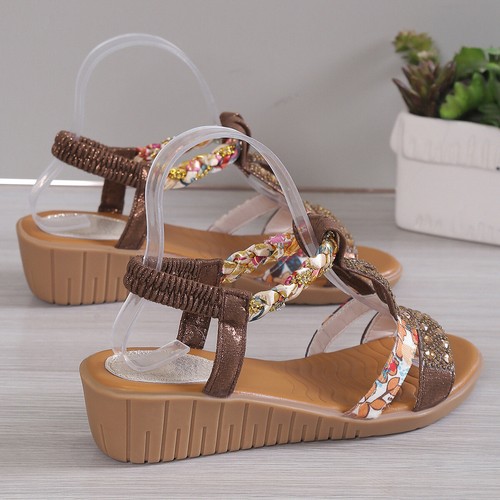 Sandali moda estate donna 2024 strass tempo libero scarpe basse bohemien - Foto 17 di 54