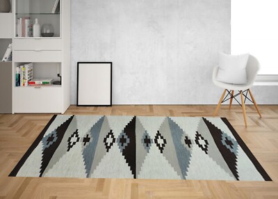Antique Traditional  5.0'X6.7'Hand Woven Multicolored Dhurrie Area Rug Carpets