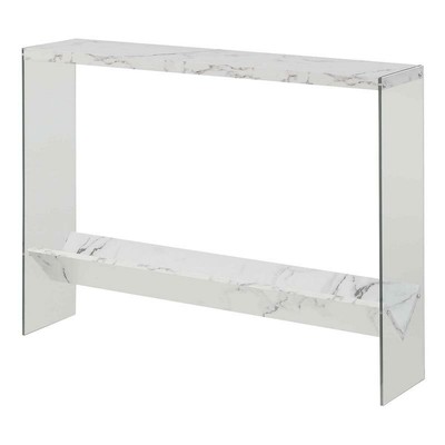 Convenience Concepts SoHo V Console Table with Shelf in White Marble Wood Finish