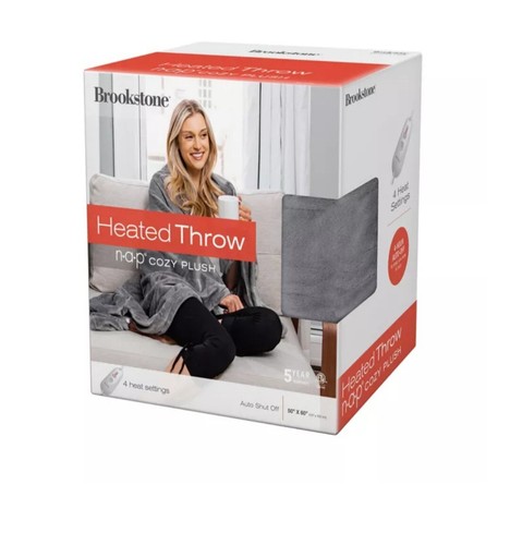 Brookstone N-A-P Heated Throw in Grey Snowflake 60 L  W for sale online |  eBay