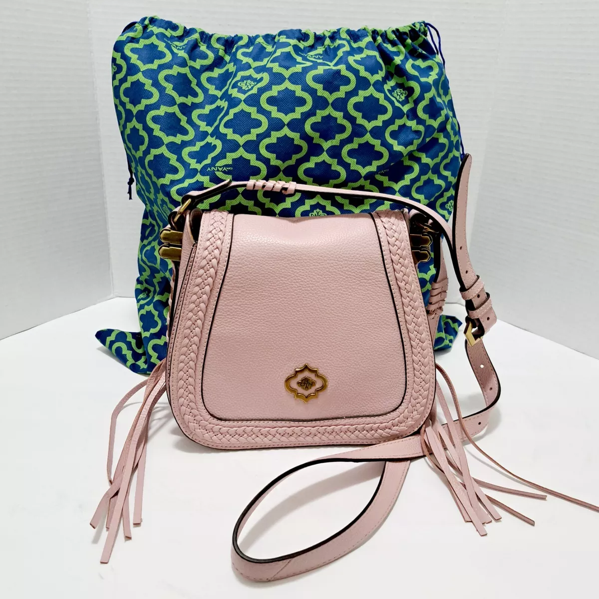 NWT SALE QVC Oryany Leather Tassle Crossbody Handbag Rose Mauvey Pink