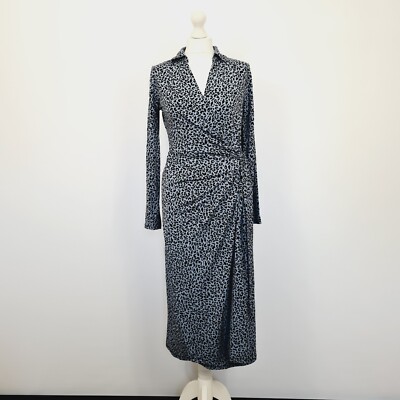 V by VERY - Halskragen Detail Tierdruck Midi-Kleid - UK 10