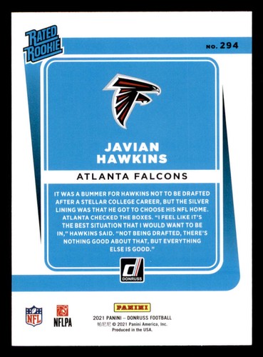 2021 Donruss #294 Javian Hawkins RR RC - Picture 2 of 2