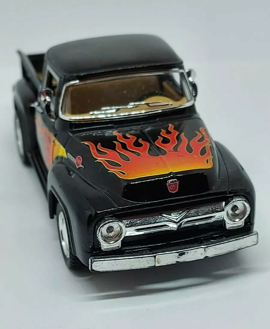 1956 FORD F-100 Pickup loose 1/36 scale, black with flames