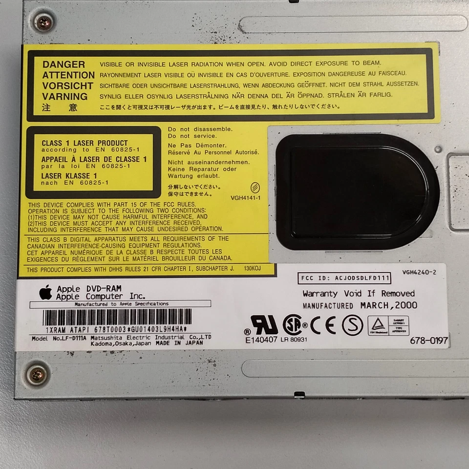 Unidad óptica genuina Apple Power Mac G4 DVD-RAM IDE LF-D111A 678-0197 Foto 3 de 4