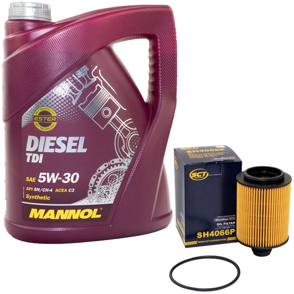 MotoröL Set 5W-30 5 Liter + ÖLfilter SH 4066 P FüR Opel Astra J Saab 9-5 2.0CDTI-image
