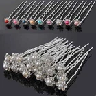 Lot 10 Hair Pins Flower Pearl Rhinestone Wedding Communion Hair Accessories COLORS
