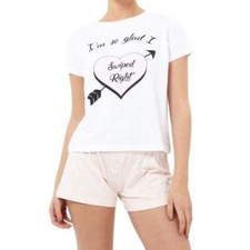 Swiped Right Slogan Printed Pyjama Set Size L UK Size 12
