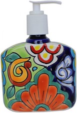 Mexican Handmade Talavera Rainbow Ceramic Bathroom Soap Dispenser