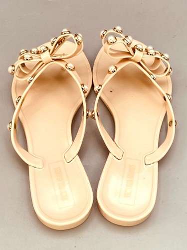 Sandalias Victoria Adames Valencia para mujer 6 perlas planas desnudas con lazo - Imagen 4 de 9