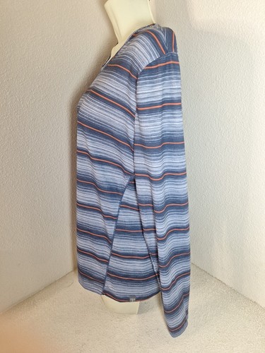Title Nine Top Medium Henerala 2.0 Dusk Stripe Blue Gray Outdoor Athleisure - Picture 3 of 11