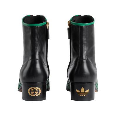 Authentic Men's Adidas X Gucci Black Leather Lace Up Boots Authentic Men's Adidas X Gucci Black Leather Lace Up Boots