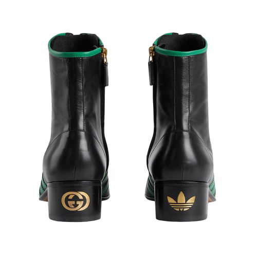 Authentic Men's Adidas X Gucci Black Leather Lace Up Boots 714871 New $1790 - Picture 5 of 7