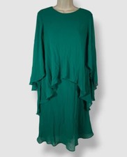 Ralph Lauren Women's Green Sleeveless Round-Neck Layered Shift Dress Size M