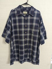 Eddie Bauer Mens 2XL Button Up Shirt Blue Plaid Short Sleeve