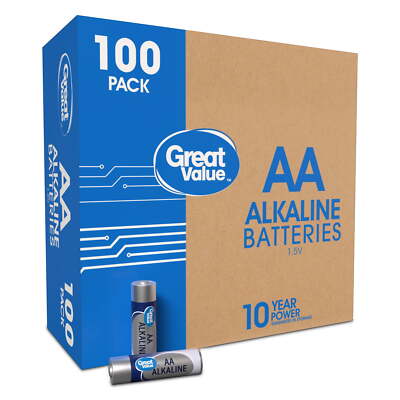 Great Value Alkaline AA Batteries (100 Pack) New Upgrade