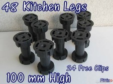 Set 48 Kitchen Plinths  Legs 100 mm  Cabinet Unit Base Adjustable 24 Clips Free 
