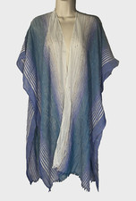 Catherine s Beach Resort Kimono Cover-up One-Size Blue Stripe NWT 60.