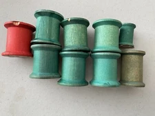 Vintage Lot Of Wooden Thread Spools Green - J & P Coats Brand
