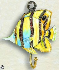 Kubla Angel Fish  Cloisonne style Wall key holder  Fish..4271. Free Shipping