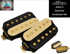 G.M. 59'er Alnico 5 Zebra GOLD POLE Humbucker Set (4-wire)