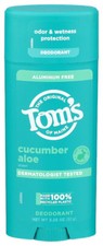 Tom's of Maine Cucumber Aloe Deodorant Stick 3.25 oz  Natural, Aluminum-Free