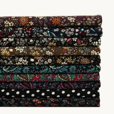 1M Floral Cotton Corduroy Fabric Print Cloth For DIY Trousers Shirts Skirts Soft